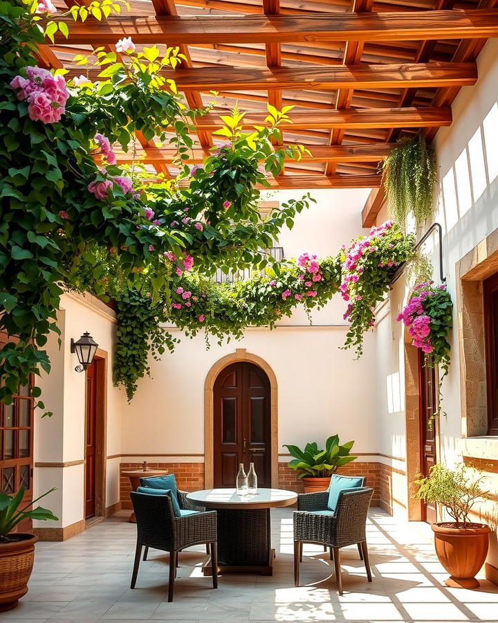 Pergolas with Climbing Vines - 25 spanish courtyard ideas