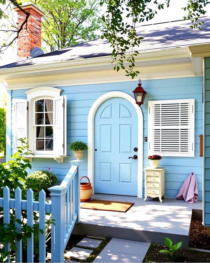 Periwinkle Blue with White Shutters - 30 blue exterior house paint ideas