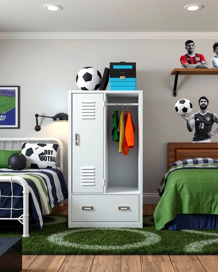 Personalized Team Locker - 30 Soccer Themed Bedroom Ideas