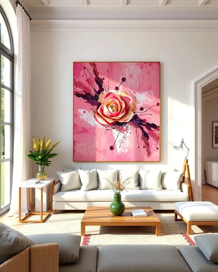 Pink Artwork for a Creative Statement - 30 Pink Living Room Ideas