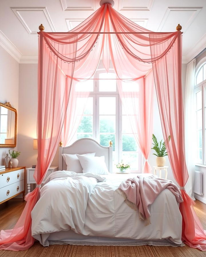 Pink Canopy for a Dreamy Touch - 25 Pink and White Bedroom Ideas