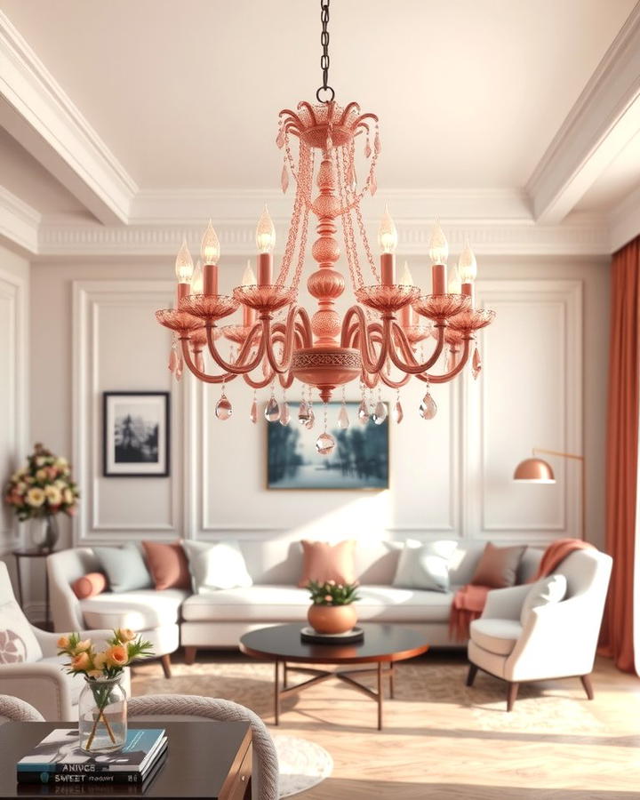 Pink Chandeliers for a Glamorous Glow - 30 Pink Living Room Ideas