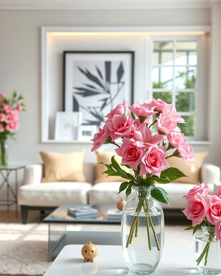 Pink Floral Arrangements for Freshness - 30 Pink Living Room Ideas