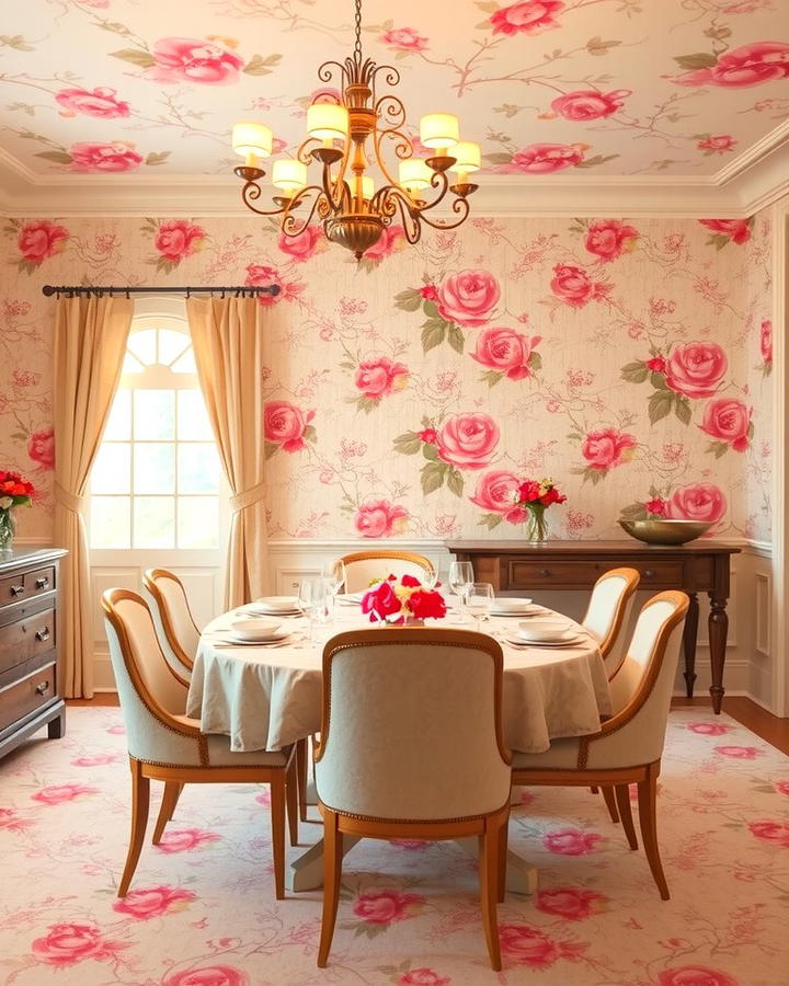 Pink Floral Wallpaper for a Romantic Look - 25 Pink Room Ideas