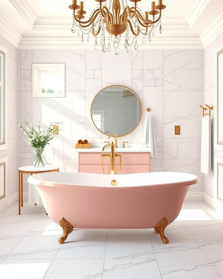 Pink Freestanding Bathtub for Elegance - 25 Pink Bathroom Ideas