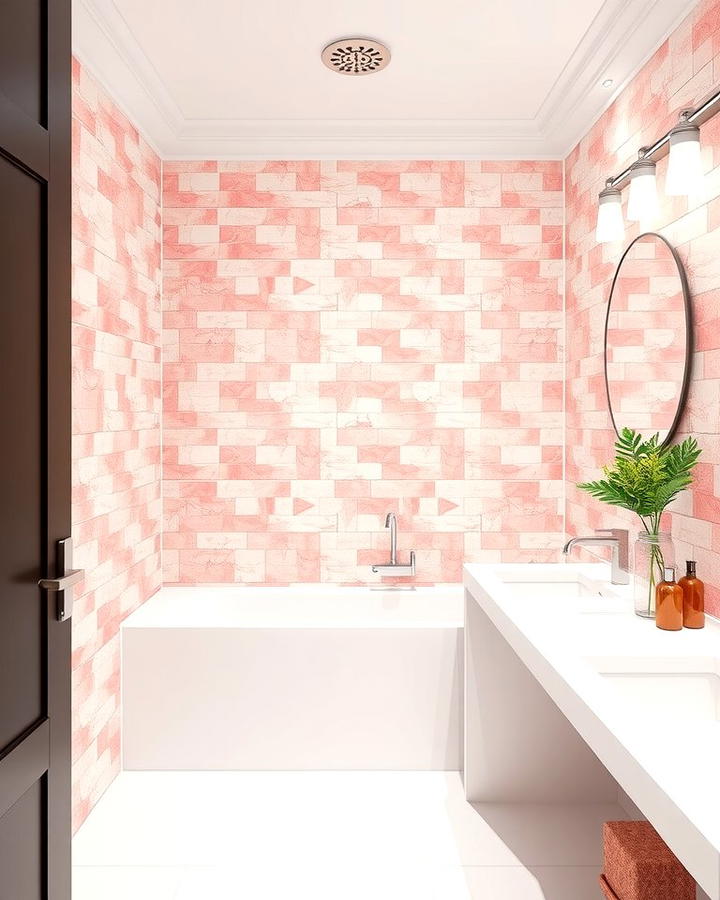 Pink Grout for a Unique Detail - 25 Pink Bathroom Ideas