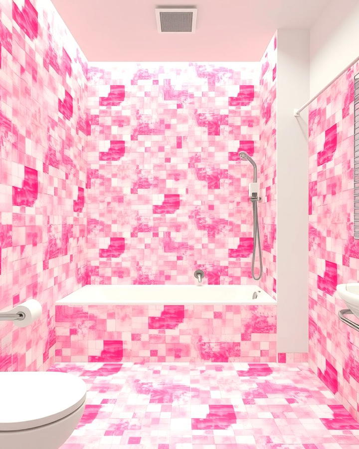 Pink Mosaic Tiles for Artistic Flair - 25 Pink Bathroom Ideas