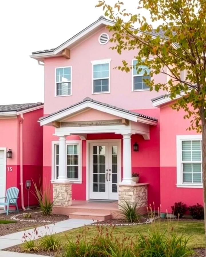 Pink Ombre with Neutral Accents - 25 Pink House Exterior Ideas