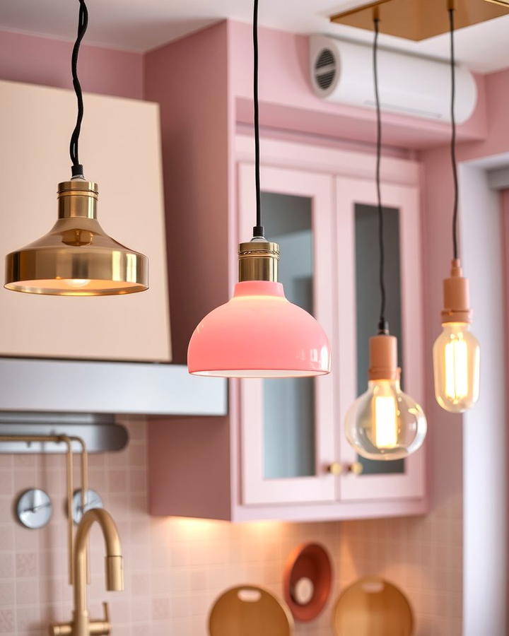 Pink Pendant Lighting for a Subtle Glow - 30 Pink Kitchen Ideas