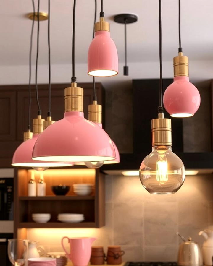 Pink Pendant Lighting - 30 Pink Kitchen Ideas