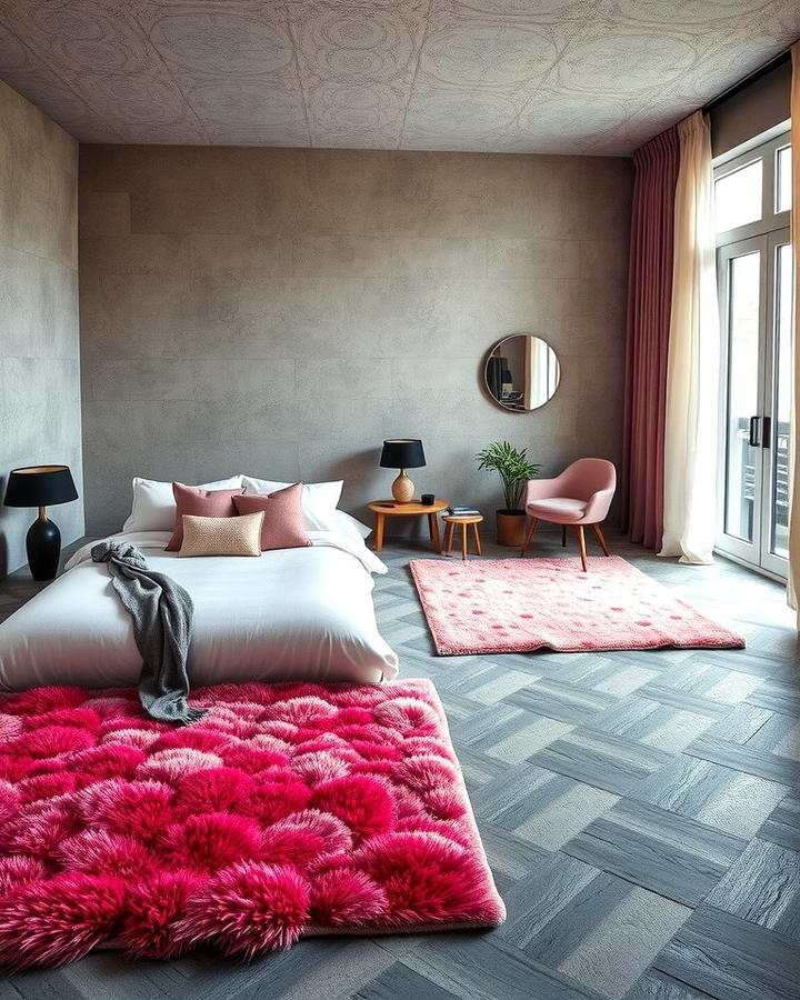 Pink Rugs on Grey Floors - 25 Pink and Grey Bedroom Ideas