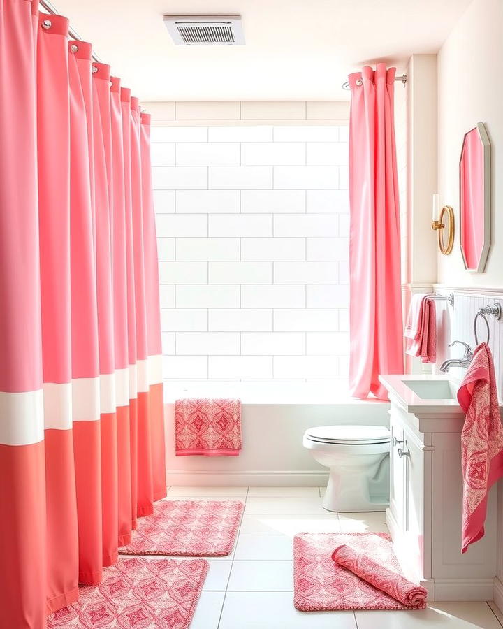 Pink Shower Curtains for a Budget Friendly Update - 25 Pink Bathroom Ideas