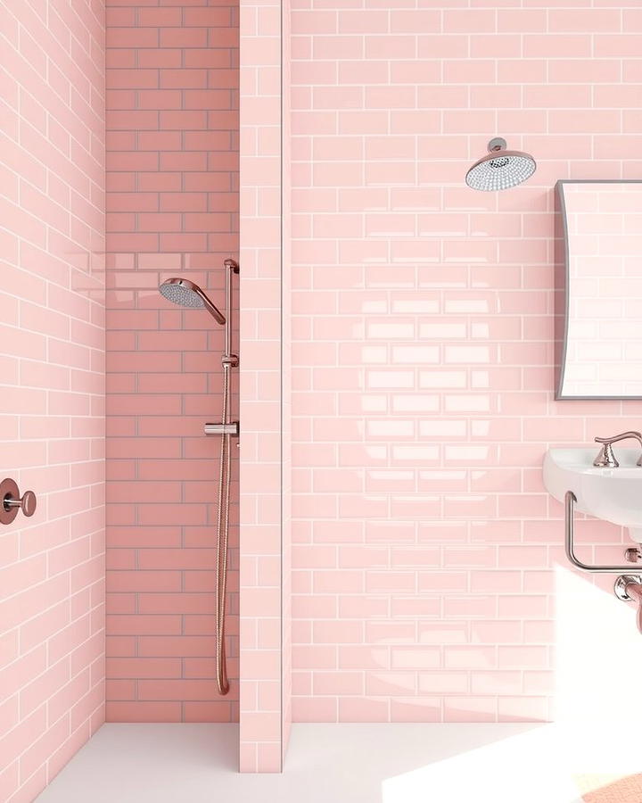 Pink Subway Tiles for a Timeless Look - 25 Pink Bathroom Ideas