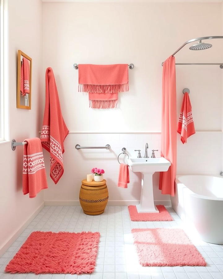 Pink Towels and Textiles for Easy Updates - 25 Pink Bathroom Ideas