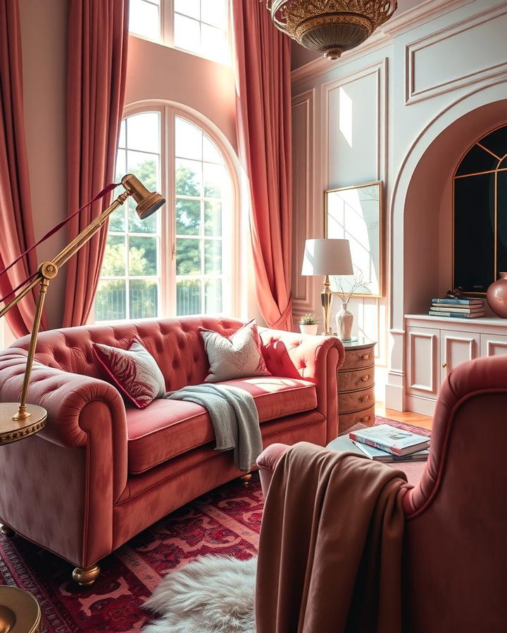 Pink Velvet Furniture - 30 Pink Living Room Ideas