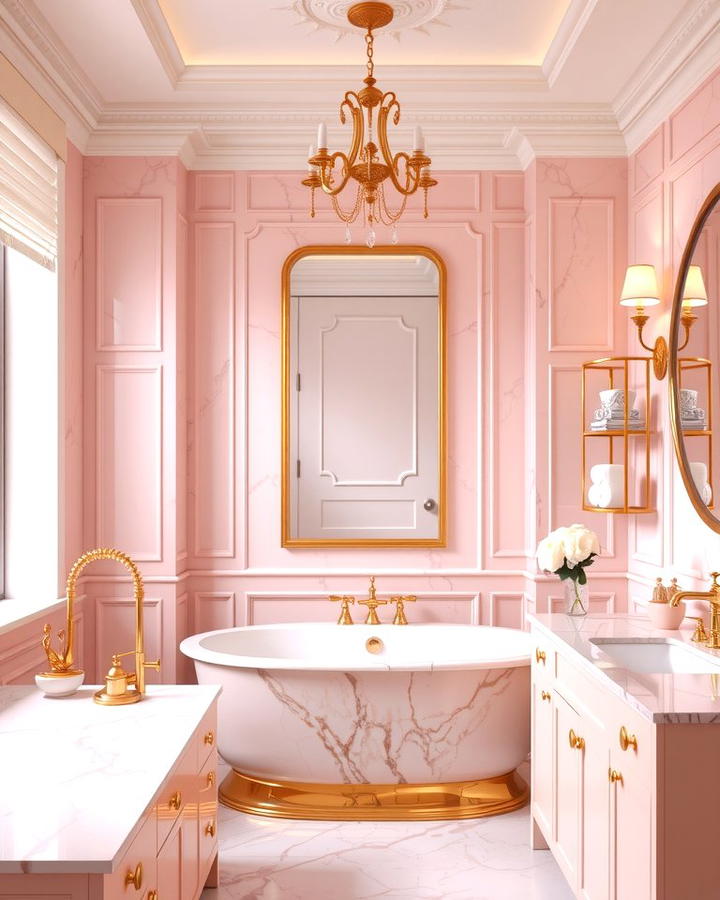 Pink and Gold Accents for Glamour - 25 Pink Bathroom Ideas