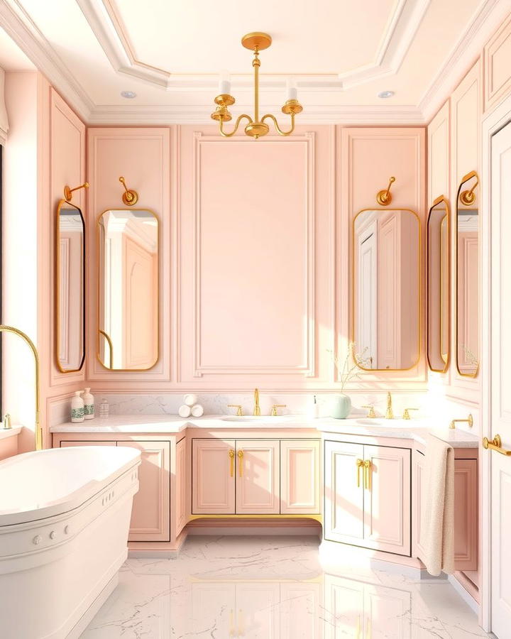 Pink and Gold Accents for a Luxurious Touch - 25 Pink Bathroom Ideas