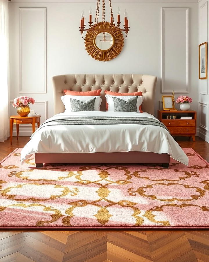 Pink and Gold Area Rug - 25 Pink and Gold Bedroom Ideas