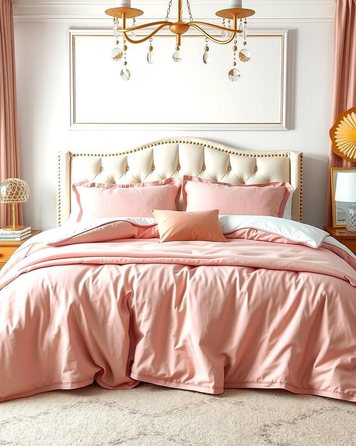 Pink and Gold Bedding Set - 25 Pink and Gold Bedroom Ideas