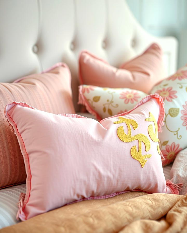 Pink and Gold Throw Pillows - 25 Pink and Gold Bedroom Ideas