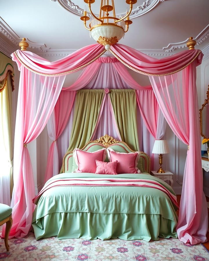 Pink and Green Canopy Beds - 25 Pink and Green Bedroom Ideas