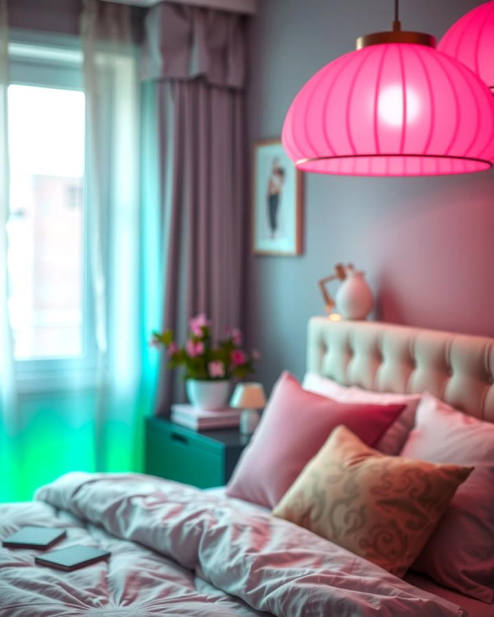 Pink and Green Lighting Accents - 25 Pink and Green Bedroom Ideas