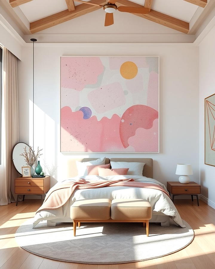 Pink and Grey Abstract Art - 25 Pink and Grey Bedroom Ideas