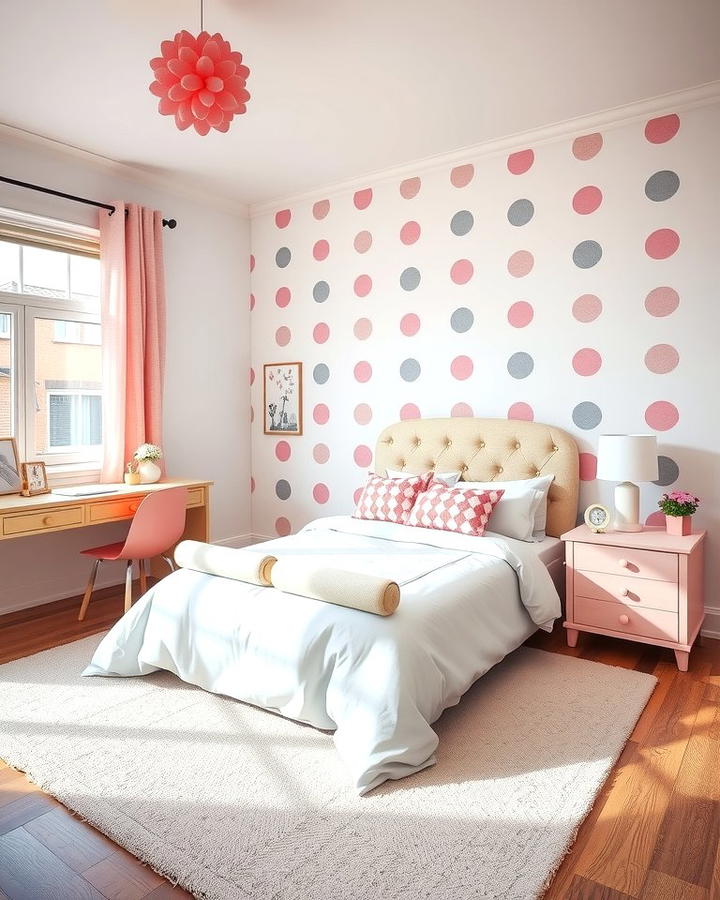 Pink and Grey Polka Dot Decor - 25 Pink and Grey Bedroom Ideas