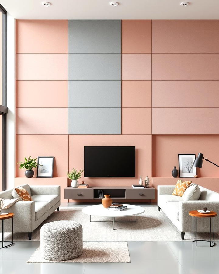 Pink and Grey Textured Wall Panels - 25 Pink and Grey Living Room Ideas