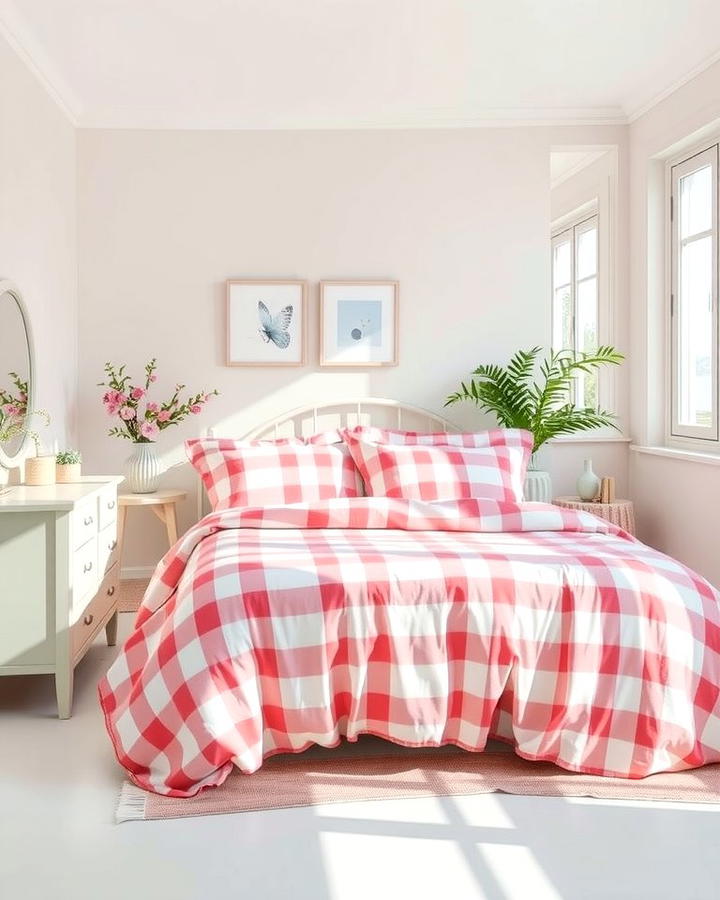 Pink and White Checkered Bedding - 25 Pink and White Bedroom Ideas