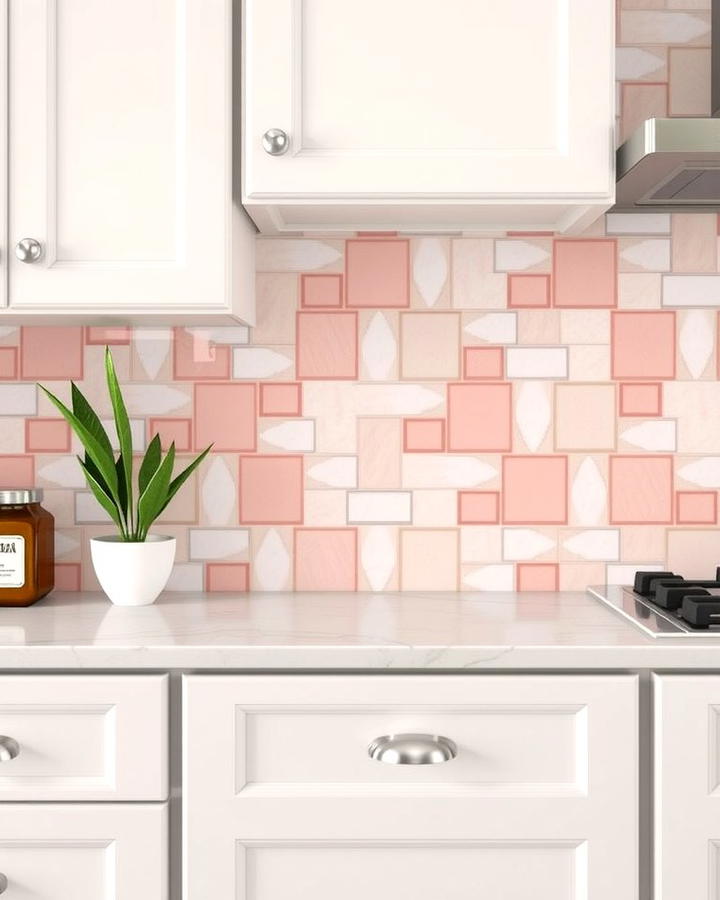 Pink and White Tile Backsplash - 30 Pink Kitchen Ideas