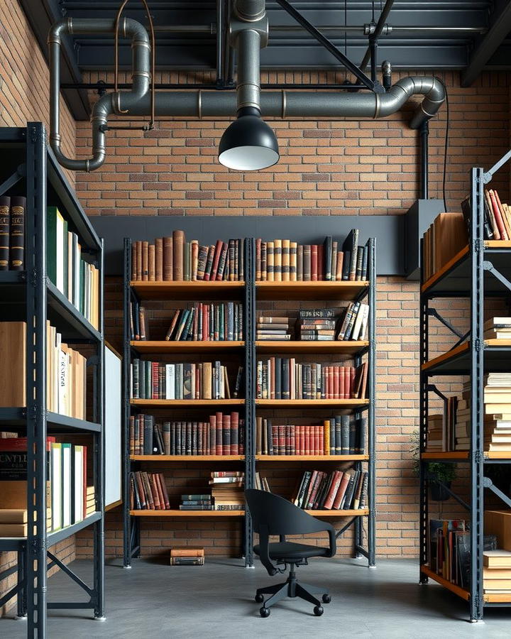 Pipe Shelving for Industrial Charm - 25 Office Shelving Ideas