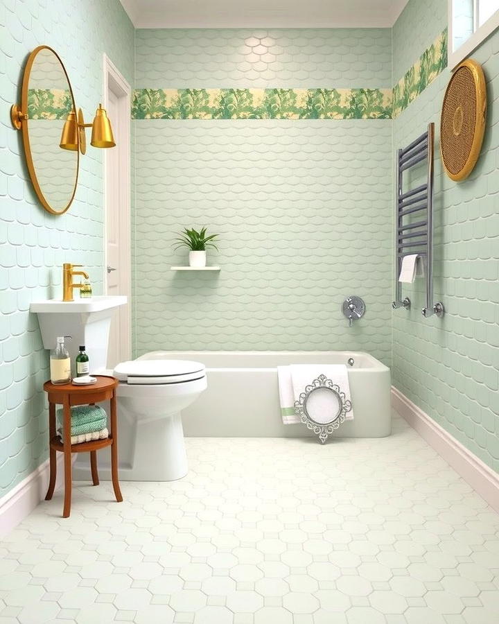 Pistachio Penny Tiles - 30 Green Bathroom Tile Ideas