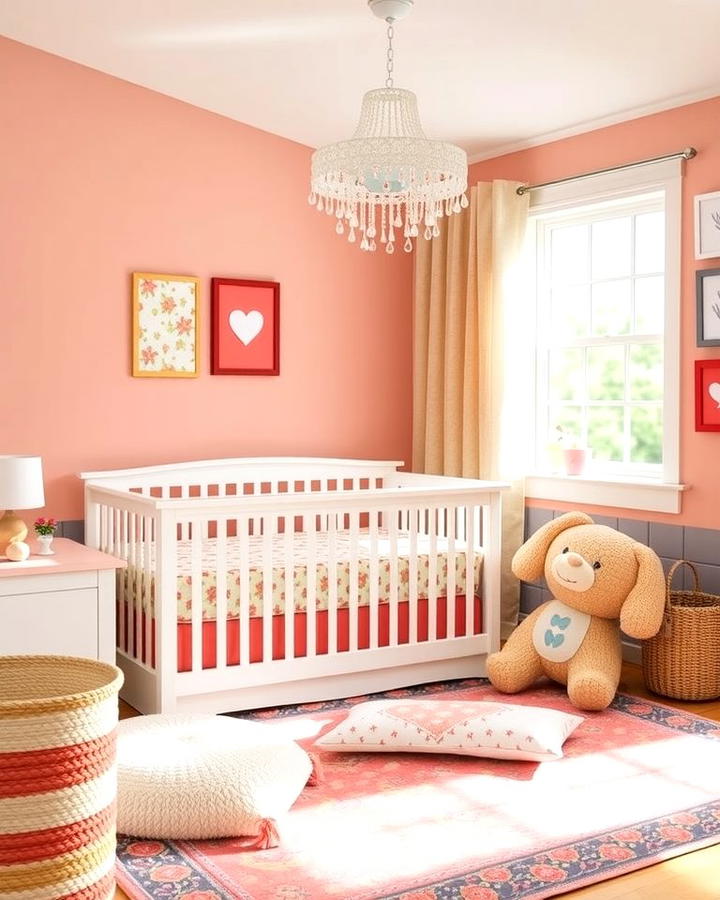 Playful Coral Pink Nursery - 25 Monochromatic Color Schemes for Rooms