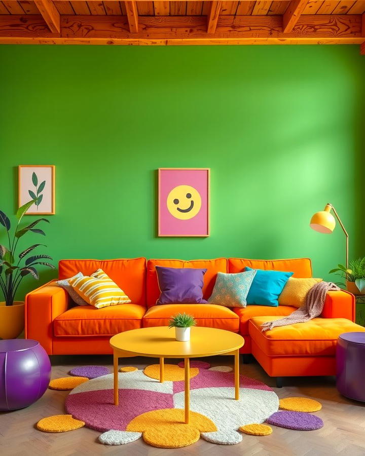 Playful Energy with Bright Colors - 25 Orange Couch Living Room Ideas