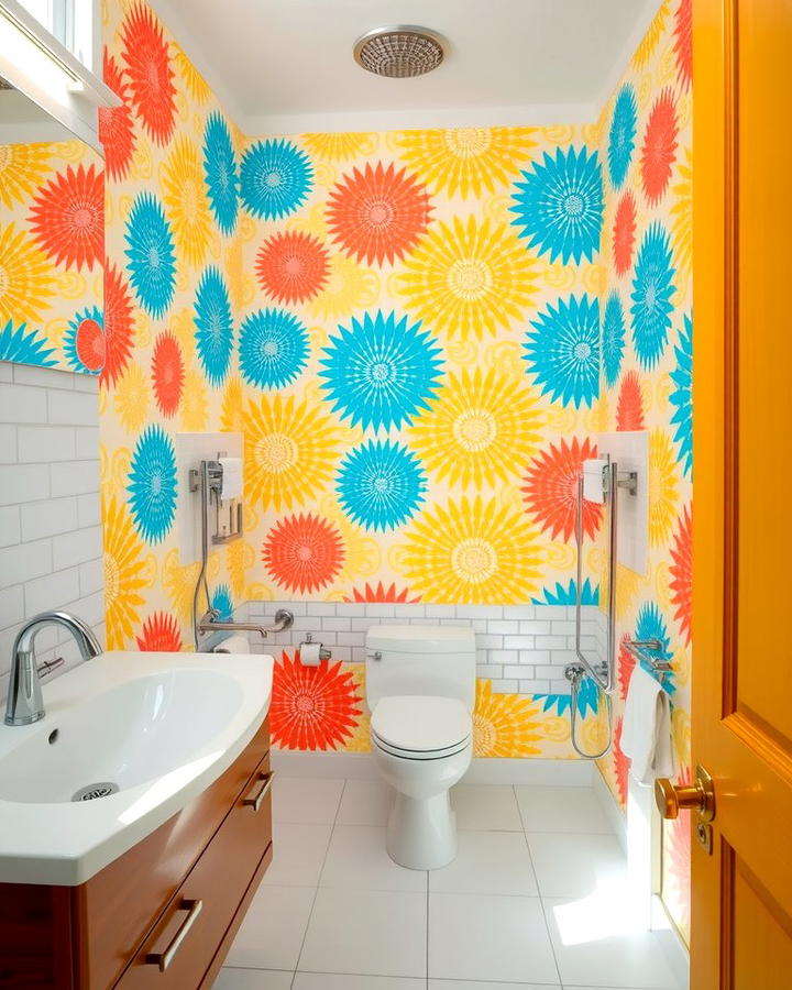 Playful Multi Color Patterns - 30 Colorful Bathroom Ideas