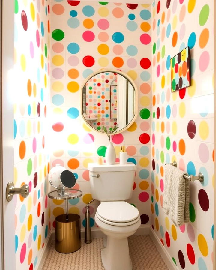 Playful Polka Dots - 25 Powder Room Wallpaper Ideas