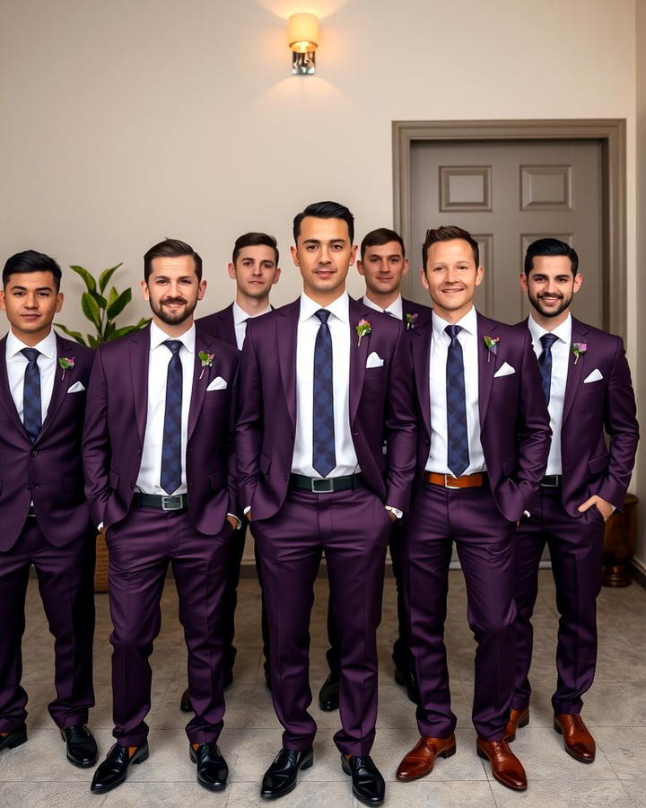 Plum Colored Groomsmen Attire - 30 Purple Wedding Theme Ideas