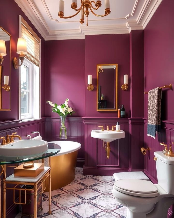 Plum and Gold Accents - 25 Purple Bathroom Ideas