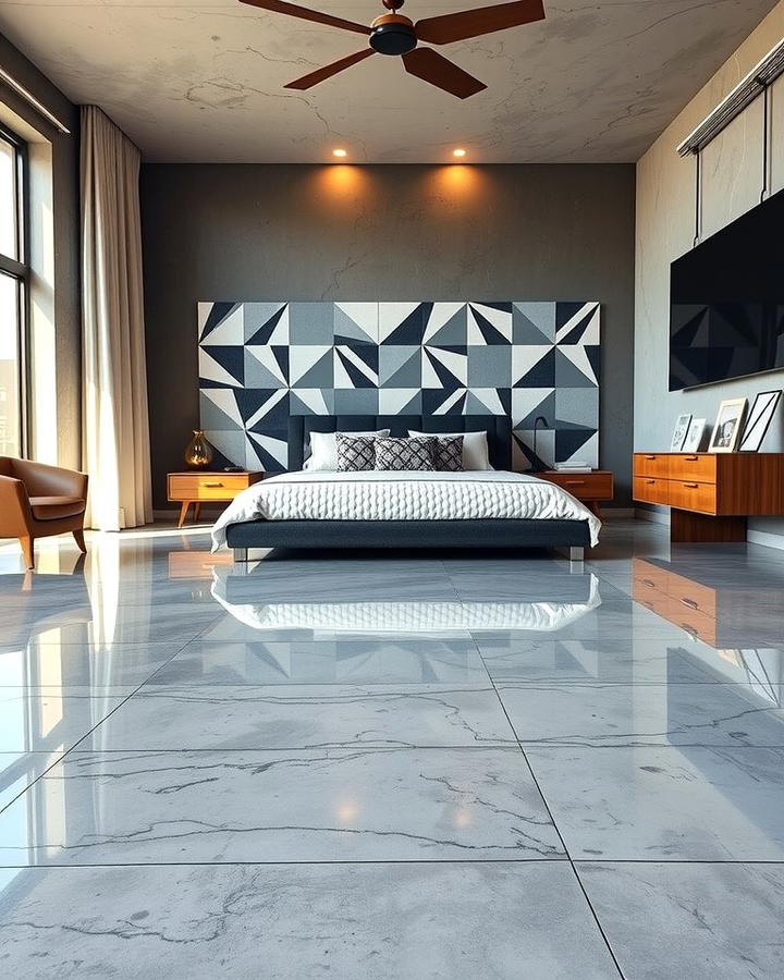 Polished Concrete Modernity - 30 Bedroom Flooring Ideas