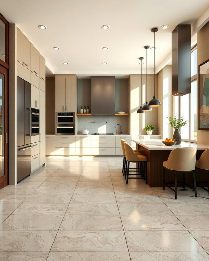 Polished Elegance - 25 Travertine Floor Kitchen Ideas