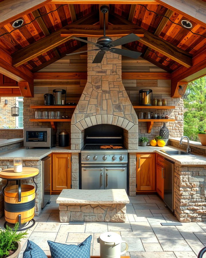 Pool House with Rustic Outdoor Kitchen - 30 Pool House With Outdoor Kitchen Ideas