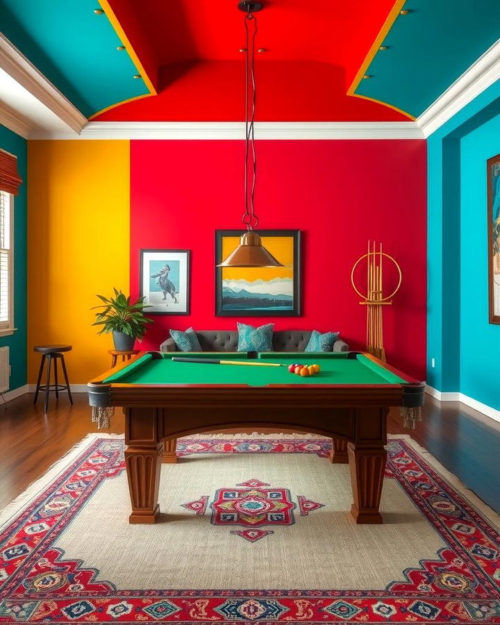 Pool Table Rooms with Vibrant Colors - 25 Pool Table Room Ideas