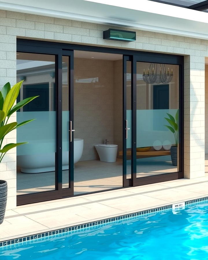 Poolside Access Door - 25 Pool Bathroom Ideas