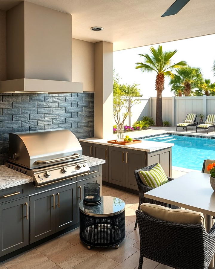 Poolside Barbecue Bliss - 30 Pool House With Outdoor Kitchen Ideas