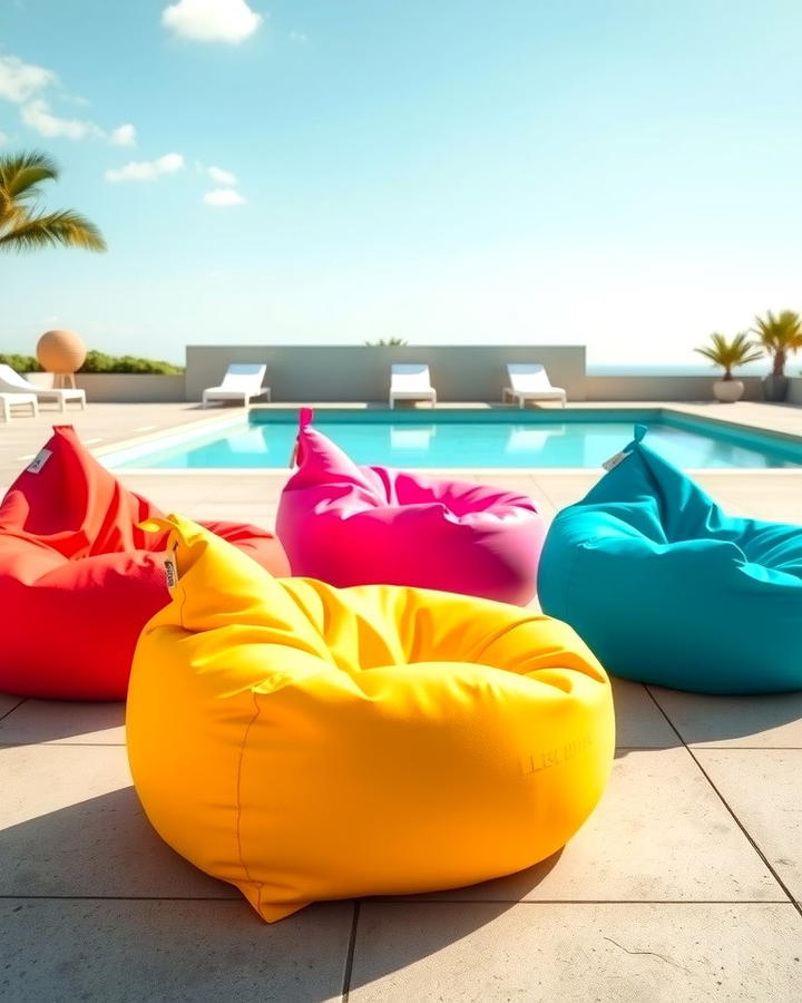 Poolside Bean Bags - 25 Pool Decor Ideas