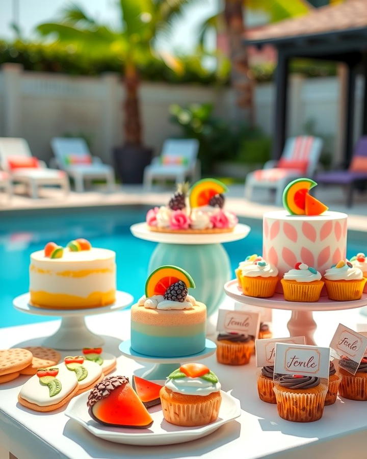Poolside Dessert Table - 25 Pool Party Ideas