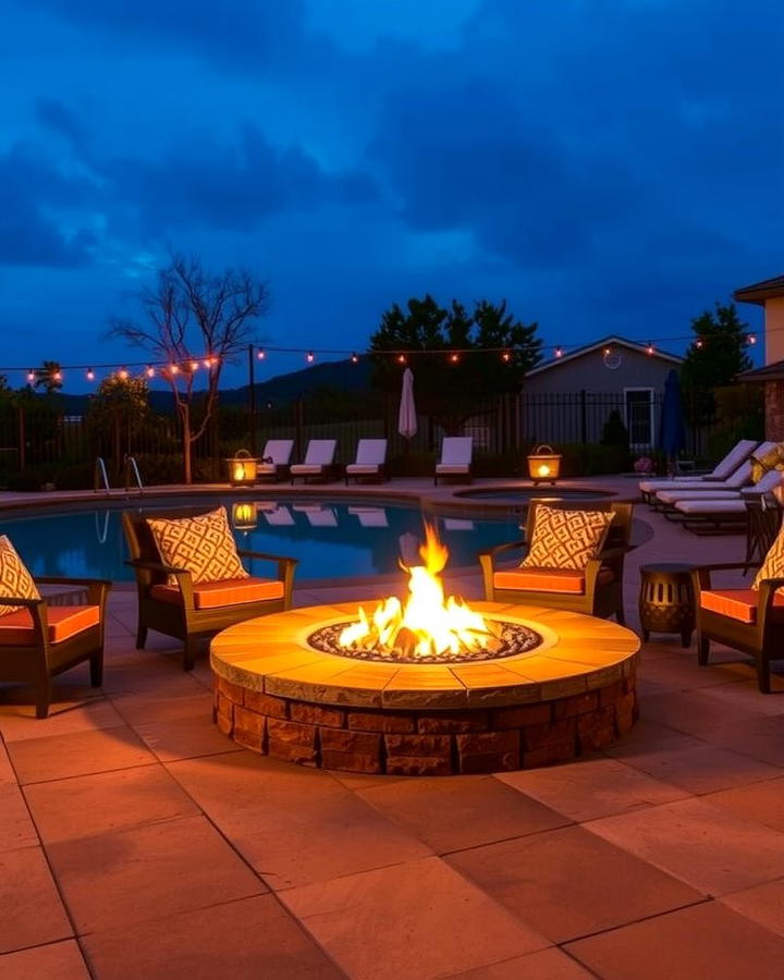 Poolside Fire Pit Area - 25 Pool Patio Ideas