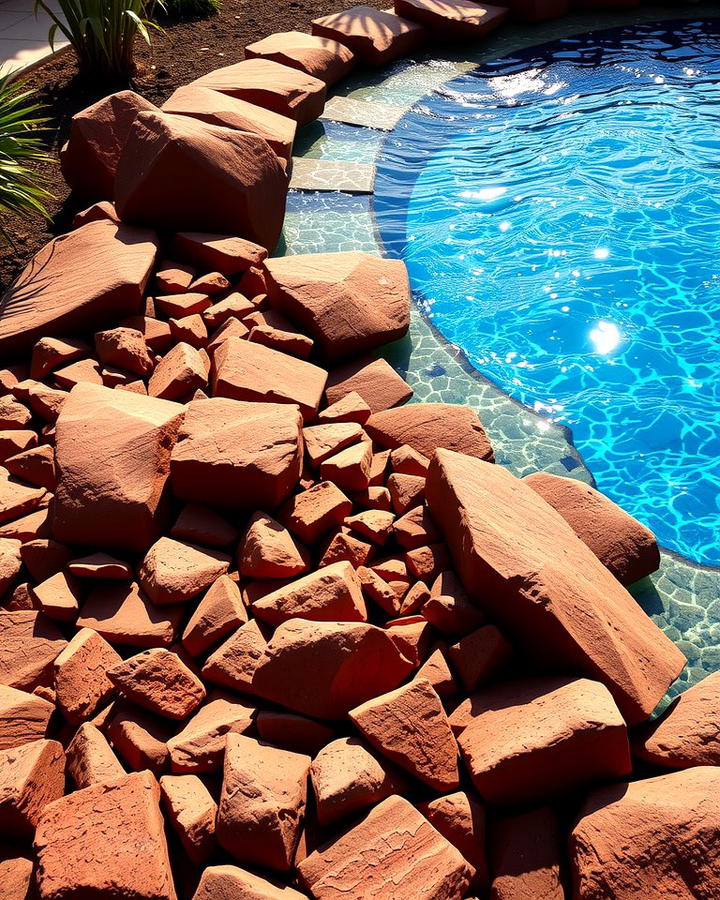 Poolside Landscaping - 25 Red Lava Rock Landscaping Ideas