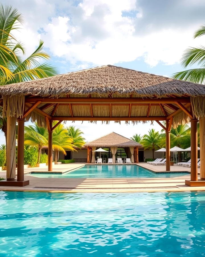 Poolside Palapas for Island Vibes - 25 Tropical Pool Landscaping Ideas